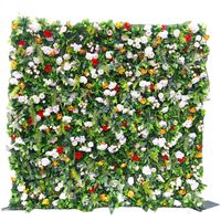 Mur de fleurs artificielles en feuillage vert luxuriant, mélange de roses en soie rouges, blanches et oranges, panneau mural pour mariage, événement, restaurant, boutique, décoration