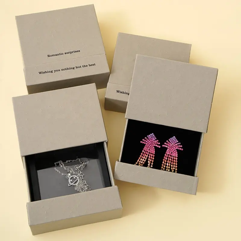 Özel Logo hediye ambalaj gri hediye kutuları takı ambalaj için Premium deri bilezik kağıt mücevher kutusu