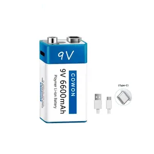 Batería recargable de iones de litio de 9 V y 1200mAh, microusb, 9 v, para multímetro, micrófono, Control remoto, uso en KTV