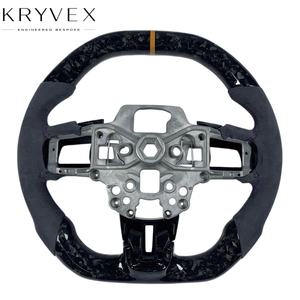 Volant en cuir et fibre de carbone personnalisé Kryvex pour <span class=keywords><strong>Ford</strong></span> <span class=keywords><strong>Focus</strong></span> Mustang 2015-2022 GT Shelby - Product Image 2
