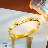 Vente en gros d'usine, bracelet en acier inoxydable à quatre feuilles, plaqué or, diamant, étanche, fleur dorée, bijoux de luxe pour femmes