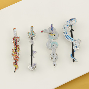 Broche de la serie Demon Slayer de Anime japonés para niños, Hoja para matar fantasmas, accesorio de regalo de aleación chapada en plata - Product Image 1