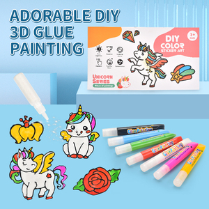 Mainan gambar seni stiker warna DIY Album Unicorn menggemaskan mainan pembelajaran edukasi gantungan kunci lukisan lem tanpa panggang 3D - Product Image 3