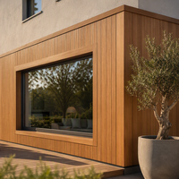 Revêtement mural extérieur imperméable en composite bois grainé enduit PU pour parc |   DBS DBSJAZ07 187.5x16mm