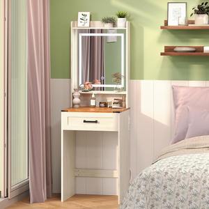 Factory Supplier Small Farmhouse Wooden Makeup Vanities <strong>Desk</strong> <strong>with</strong> <strong>Narrow</strong> Storage <strong>Drawer</strong> White Thin Dressing Table for Bedroom - Product Image 1