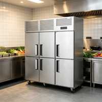 Réfrigérateur commercial à six portes en acier inoxydable, grande capacité, pour cuisine et salle à manger, congélateur de refroidissement