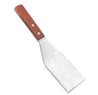 Spatule à grillades robuste en acier inoxydable avec manche en bois, retourneur 3 faces, résistant aux hautes températures, pour barbecue extérieur et usage domestique personnalisé