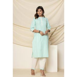 Exclusivo de algodón para mujer, hermoso diseño, con Dupatta Kurta Pantalón recto, conjunto de ropa india de estilo pakistaní en venta al por mayor - Product Image 4