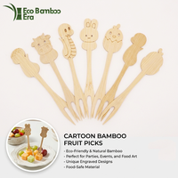 Groothandel bamboe dieren fruitprikkers decoratieve voedselprikkers voor feestjes, snacks, desserts en bentoboxen