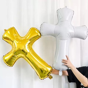 Balões em Forma de Cruz Dourados, Prateados e Brancos para Aniversário, Oração, Gala de Caridade, Halloween, Páscoa, Ação de Graças e Decoração de Ambientes - Product Image 1
