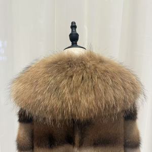 Giacca di Pelliccia di <span class=keywords><strong>Visone</strong></span> Naturale Qinggen di Alta Qualità Extra Lunga per <span class=keywords><strong>Donna</strong></span> Cappotto Invernale di Lusso con Pelliccia di Procione - Product Image 5