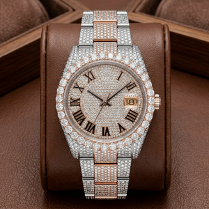 Montre de style Hip Hop avec diamants Moissanite taille brillant, cadran en verre Moissanite en acier inoxydable, bracelet résistant à l'eau 10 bars - Product Image 1