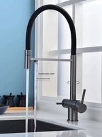 Robinet de cuisine moderne en acier inoxydable avec filtre, douchette extractible flexible, double poignée, rotation à 360 degrés, cartouche céramique