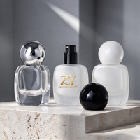 Flacon de parfum en verre vide de 15 ml, carré plat, dépoli transparent, avec pompe pulvérisatrice à sertir de 15 mm et capuchon à bille ABS noir et argenté