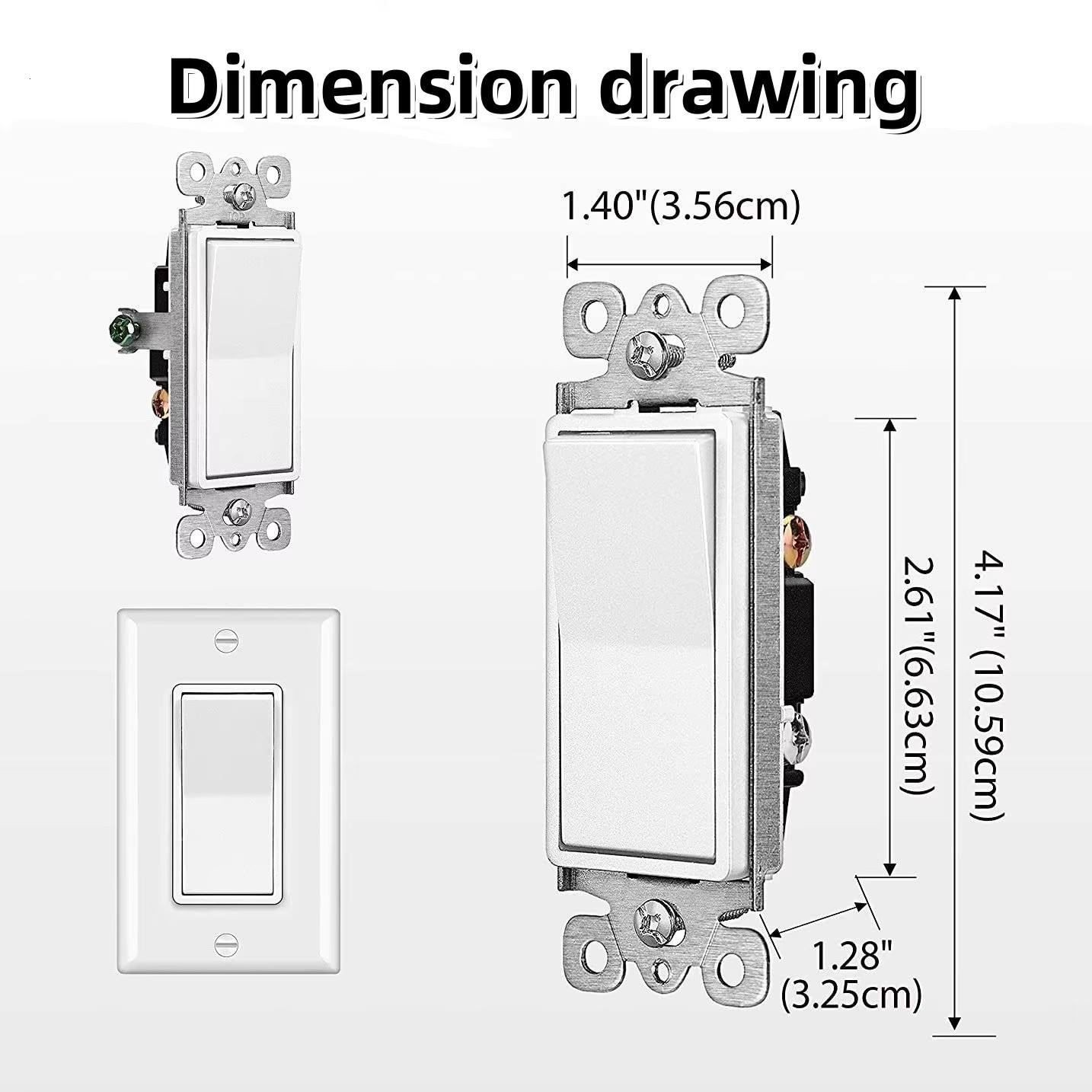 For UL Approved 15A 120V 277V Single Pole Rocker Switch Quiet and Durable for American Wall Decorative Bulk Supply