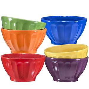 Cuenco de cerámica con surcos para <span class=keywords><strong>cereales</strong></span>, sopa, helado, 14oz, barato Conjunto de 6 colores (Multi-Color) - Product Image 5