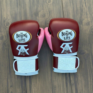 ถุงมือชกมวย GYMSTERO No Boxing No Life แบบสั่งทำพิเศษ คุณภาพสูง หนังวัวแท้ ปิดนิ้วเต็มรูปแบบ พร้อมสายรัดแบบ Hook Loop - Product Image 1