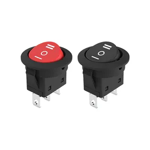 KCD1 Rond Noir 3 Broches SPST 3 Positions ON-OFF-ON 2 Positions ON-OFF Interrupteur Bateau à Bascule 6A 220V 10A 125V