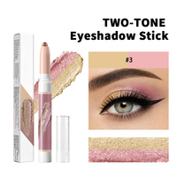 Crayon fard à paupières dégradé bicolore, marque privée, fard à paupières scintillant, waterproof, longue tenue, maquillage des yeux pour femmes