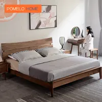 Современная упрощенная мебель для спальни Pomelohome, двойной прикроватный столик, Скандинавская однотонная кровать из черного ореха