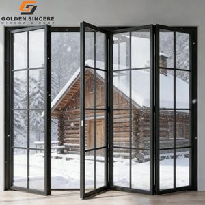 Porte pliante intérieure en aluminium GS de style français avec verre simple et moustiquaire en acier inoxydable - Product Image 5