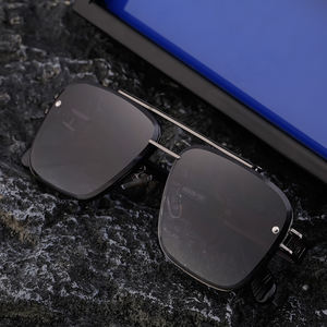 Partagas moda diseñador <span class=keywords><strong>de</strong></span> moda logotipo personalizado personalidad Metal cuadrado doble puente UV400 gafas <span class=keywords><strong>de</strong></span> <span class=keywords><strong>sol</strong></span> para hombres - Product Image 3