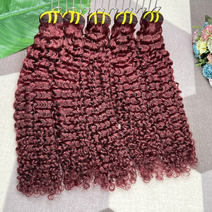 ผมแท้แบบมัดเป็นช่อสีเบอร์กันดี 99J แบบลอนลึก ขายส่ง ผมบราซิลแท้ 100% ต่อผมแบบเส้นคู่ - Product Image 1