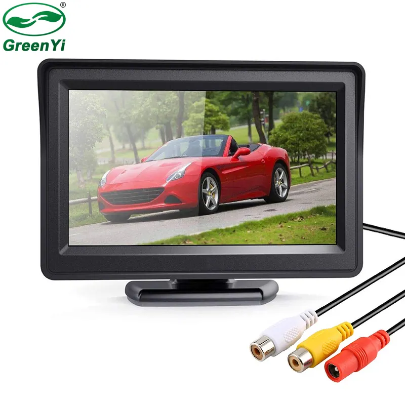 GreenYi 4.3" TFT Color LCD Car Monitors Reverse Rearview 16:9 4.3 Inch Car Monitor For Camera DVD VCD 2 Video Input