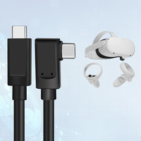 Cable USB 3.0 Tipo C a C VR de 5 Gbps, USB-C Macho 90 °   Cable de Conexión USB-C Macho, Carcasa de Aluminio, Trenzado de Nailon, 60W PD
