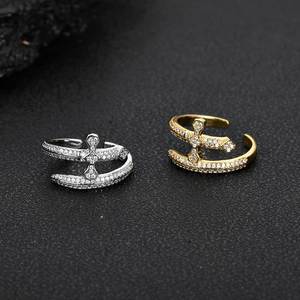 Factory Wholesale Price Fashion Cubic Zirconia Jewelry <b>Adjustable</b> Open <b>Size</b> Sword Design Gold Plated <b>Ring</b> for Men - Product Image 5