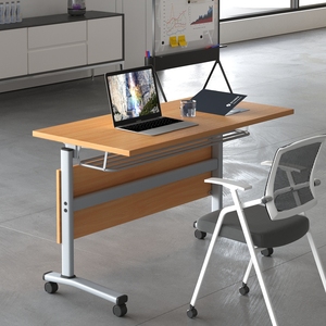 Đa chức năng di động có thể gập lại nhân viên đào tạo bàn hội nghị bàn học sinh hình chữ nhật tròn kết hợp với bánh xe - Product Image 4