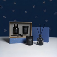 Diffuseur à bâtonnets noir de luxe 125 ml et bougie parfumée 165 g, coffrets cadeaux écologiques pour mariage – Vente Flash