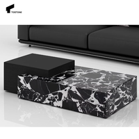 Table basse carrée en marbre noir Calacatta, durable, écologique et de luxe léger, pour villa et salon