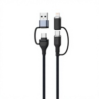 Kabel Data 4-in-1 X10 Jinfeng 120W Pendingin Logam Cair Pengisian Cepat USB-A/Type-C dengan Gel Silikon untuk iPhone 4/6/10ft