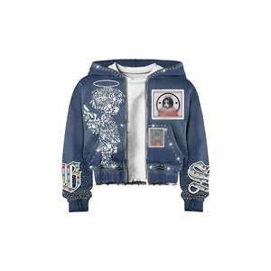 Nhà sản xuất tùy chỉnh Zip - up hoodie Set-Tính năng chi tiết Rhinestone & in chữ nghệ thuật - Product Image 1