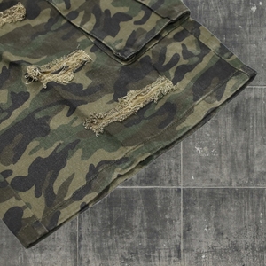 Customized Summer Streetwear Men's Distressed Cotton Multi-Pockets Shorts Camouflage All Over Printing Cargo Shorts For Men - Product Image 5