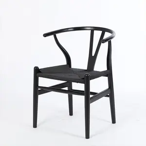 Giá Rẻ Giá Bắc Âu phong cách thiết kế cong tay vịn giấy màu đen dây mây ghế đen Beech xương đòn ghế