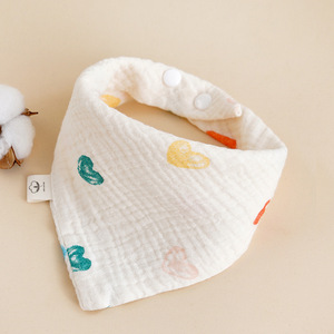 2025 Niedliches Tiermuster Multifunktionales Baumwoll-Lätzchen 4-Lagig Mehrfarbiges Dreieck-Lätzchen für Mädchen und Kinder mit Tropftuch-Design - Product Image 3