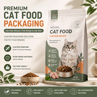 Sac personnalisé pour aliments pour animaux de compagnie, fond plat, avec fermeture éclair réutilisable et encoche de déchirement, intérieur en aluminium, emballage premium pour aliments pour animaux de compagnie de 1,5 kg
