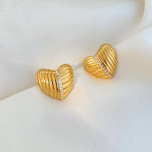 <span class=keywords><strong>New</strong></span> 18K vàng thép không gỉ Threaded tim dát kim cương kết cấu bông tai đồ trang sức thời trang <span class=keywords><strong>2025</strong></span> cho phụ nữ của bông tai phụ kiện - Product Image 4