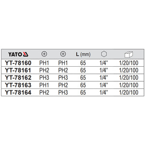 Yato Phillips <b>Screwdriver</b> Bit Double-Ended S2 Steel Magnetic YT-78165 - Product Image 2