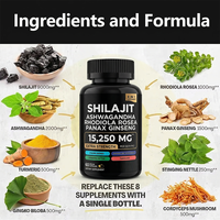 Vente en gros d'ashwagandha, ginseng, vitamines, renforçateur d'énergie himalayenne, soutien immunitaire, algues marines, shilajit, 60 capsules, étiquette privée OEM