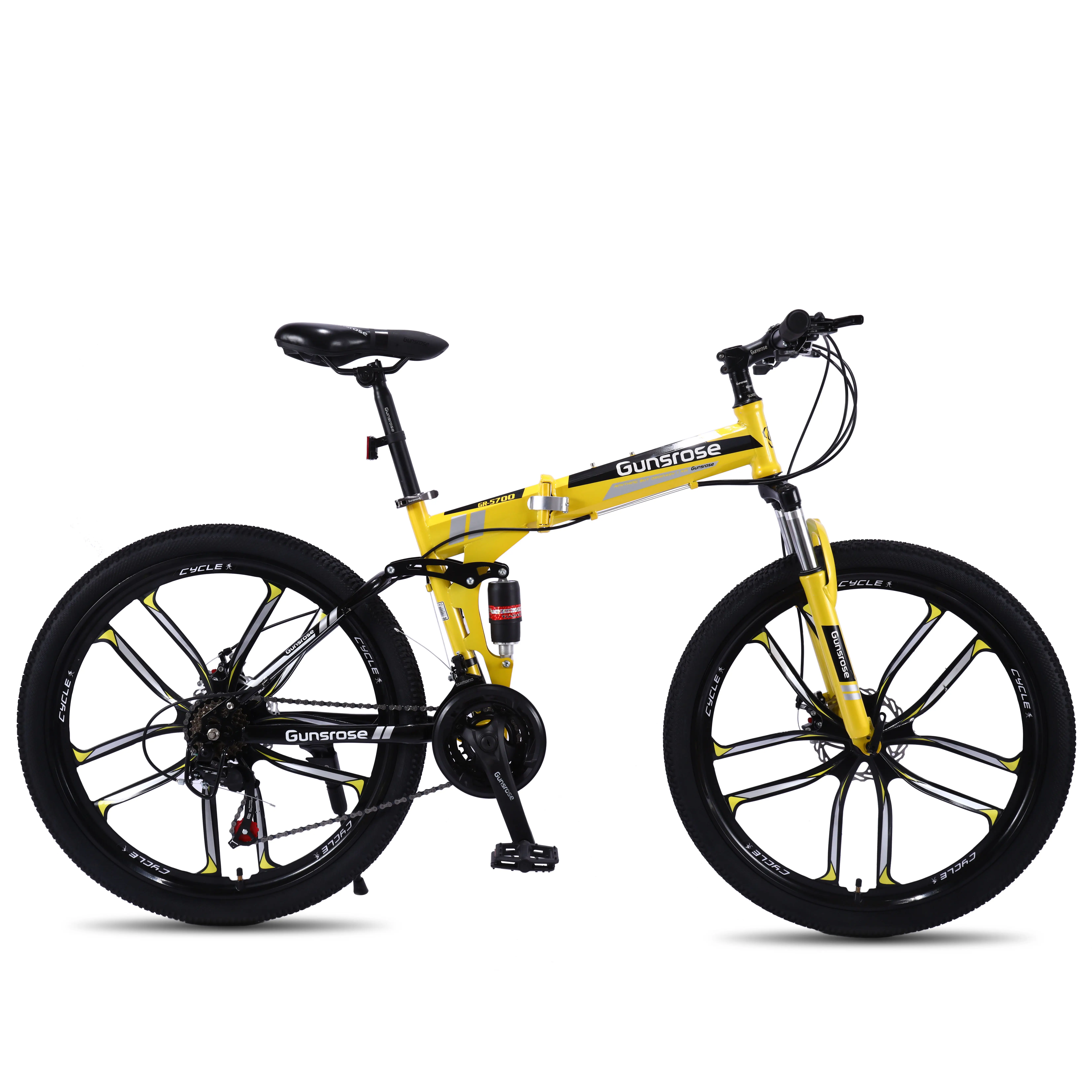 높은 탄소 강철 알루미늄 합금 26 인치 더블 디스크 브레이크 접이식 도로 자전거 성인 산악 자전거 액세서리