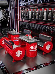 مجموعة مقاعد صناعية فاخرة من الحديد - كراسي بار وطاولات متداخلة مصنوعة يدويًا للمقاهي والمطاعم الراقية - Product Image 3