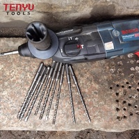 Ensemble de 50 forets en carbure de tungstène SDS Plus pour marteau perforateur électrique rotatif pour le perçage du béton, de la maçonnerie et de la pierre dans une boîte métallique