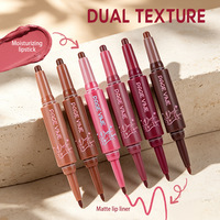 Crayon à lèvres mat violet mûre longue tenue, waterproof, non-collant, double embout, naturel, pour maquillage des lèvres
