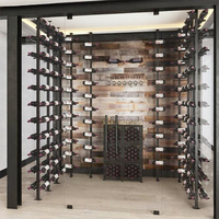 Porte-vin de luxe en acier inoxydable avec éclairage LED, design flottant mural/sur pied/plafond, personnalisable pour salon