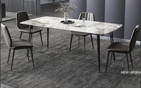 Meuble de maison moderne extensible, en céramique et marbre, style européen, avec haut en bois, Table à manger, couleur