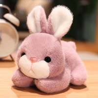 Lapin de pâques en peluche réaliste de 20cm, jouet doux de haute qualité, lapin couché à plat sur le ventre, Animal en peluche