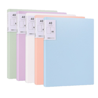 Boîte de classement personnalisée grande capacité A4 en PP, couleur Morandi, avec insert transparent, clip musical et étiquette logo imprimée